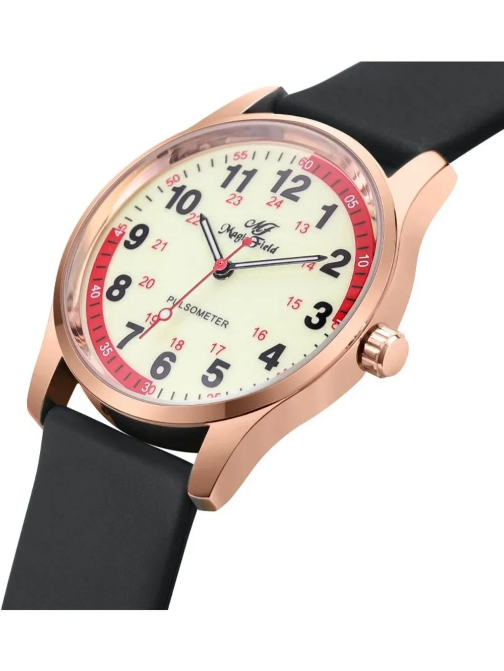 Women's Black Pink Easy to Read Military Time Waterproof Luminous Wrist Watch